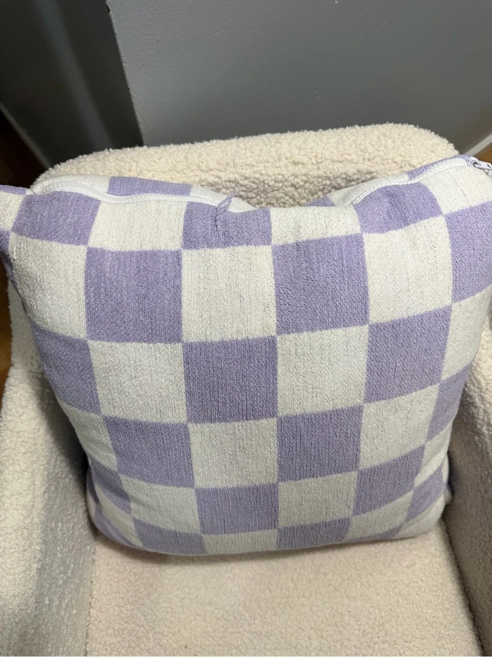 Lavender Checkered Throw Pillow - Soft Home Accent